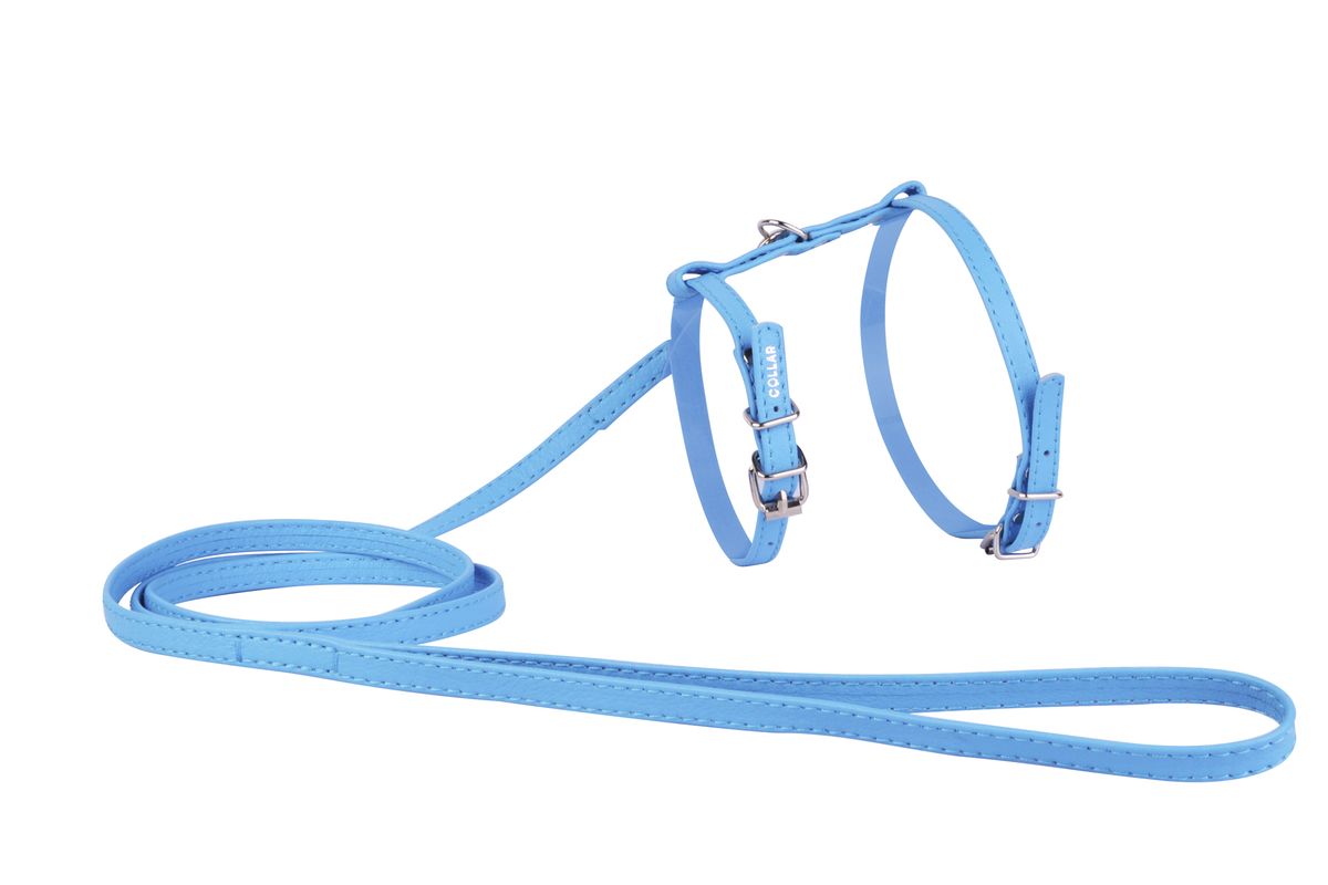 Шлейка CoLLaR Glamour, с поводком, цвет: синий, ширина 12 мм, обхват груди: 35-43 см34002 Шлейка CoLLaR Glamour, с поводком, цвет: синий, ширина 12 мм, обхват груди: 35-43 см34002Шлея CoLLaR GLAMOUR с поводком (ширина 12мм, А:25-35см, В:35-43 см) синяя