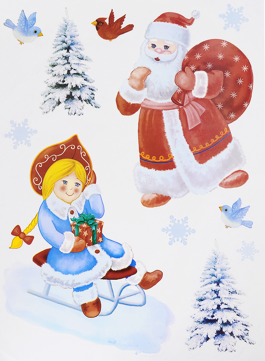 Украшение новогоднее оконное Winter Wings Дед Мороз и Снегурочка, 11 штN09286 Украшение новогоднее оконное Winter Wings Дед Мороз и Снегурочка, 11 штN09286Новогоднее оконное украшение Winter Wings Дед Мороз и Снегурочка поможет украсить дом к предстоящим праздникам. Наклейки изготовлены из ПВХ и выполнены в виде Деда Мороза и Снегурочки. С помощью этих украшений вы сможете оживить интерьер по своему вкусу, наклеить их на окно, на зеркало или на дверь. Новогодние украшения всегда несут в себе волшебство и красоту праздника. Создайте в своем доме атмосферу тепла, веселья и радости, украшая его всей семьей. Размер листа: 29,5 х 40 см. Количество наклеек на листе: 11 шт. Размер самой большой наклейки: 24 х 18,5 см. Размер самой маленькой наклейки: 3 х 3 см.