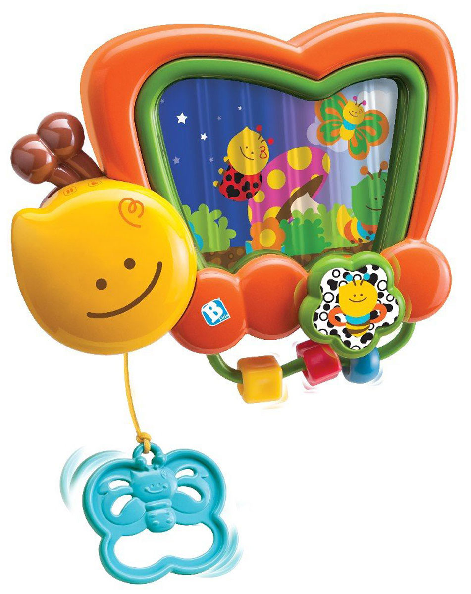 B kids Игрушка-подвеска Музыкальная шкатулка004399 B kids Игрушка-подвеска Музыкальная шкатулка004399Игрушка-подвеска B kids Музыкальная шкатулка - это красивый помощник, который должен быть в арсенале каждой мамы. Здесь есть все необходимое, чтобы развлечь младенца. Шкатулка, выполненная в виде симпатичной бабочки, проигрывает нежные мелодии, а экран, расположенный на ее крыльях, показывает картинки. Управлять процессом можно с помощью двух переключателей: один из них находится в усиках бабочки, другой - в цветке. Шкатулка включается, если потянуть за рукоять в виде голубого мотылька: со временем малыш научится делать это сам. В нижней части игрушки расположены три разноцветные фигурки, нанизанные на пластиковую трубочку: шарик и два кубика. Игрушка-подвеска B kids Музыкальная шкатулка закрепляется на спинке кроватки. Предназначено для детей с рождения и до 5 месяцев.
