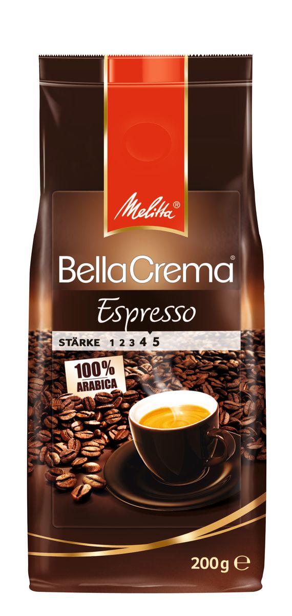 Melitta BellaCrema Espresso кофе в зернах, 200 г00820 Melitta BellaCrema Espresso кофе в зернах, 200 г00820100% Арабика Крепкий кофе для Эспрессо Кофейная композиция с легкими перечными нотками Мягкая упаковка с клапаном Предназначен для приготовления кофе в кофеварках и кофемашинах Можно молоть вручную и варить в турке