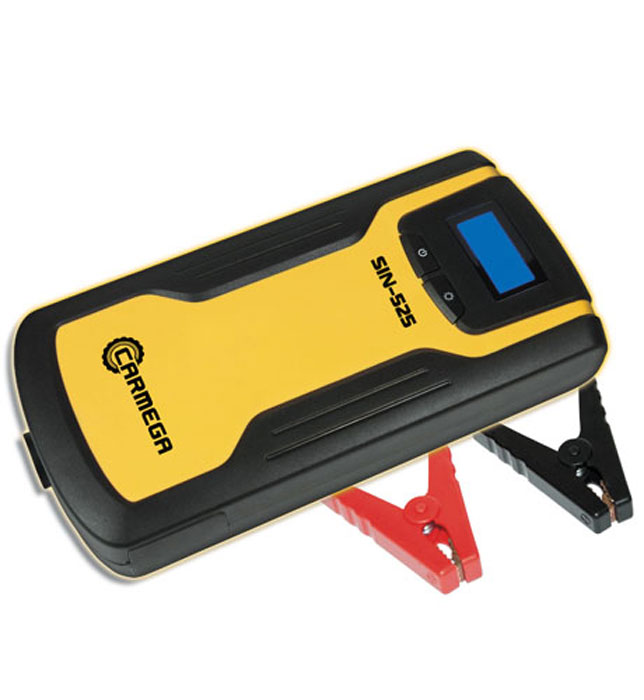 Carmega SIN-525 пускозарядное устройствоCARMEGA SIN525 Carmega SIN-525 пускозарядное устройствоCARMEGA SIN525Пускозарядное устройство Carmega SIN-525 позволяет реализовать запуск автомобилей с бензиновыми и дизельными двигателями с напряжением бортовой сети 12 В. На встроенном ЖК-дисплее отображается информация об уровне заряда встроенного аккумулятора и возможности запуска двигателя, индикация включенного встроенного фонаря и подключенного портативного устройства. Пускозарядное устройство можно использовать в качестве автономного источника питания для работы дополнительных автомобильных устройств с напряжением питания 5 B и 12 В, таких как автомобильный компрессор, инвертер, регистратор или GPS- навигатор. Номинальный пусковой ток: 200 А Пиковый пусковой ток: 400 А Емкость: 44,4 Вт*ч Выход USB для подключения портативных устройств 5 В/2,1 А Выход для подключения устройств с напряжением питания 12 В/8 А Вход для заряда встроенных аккумуляторов 12 В-15 В/1 А Защита от короткого замыкания Защита от неправильного...