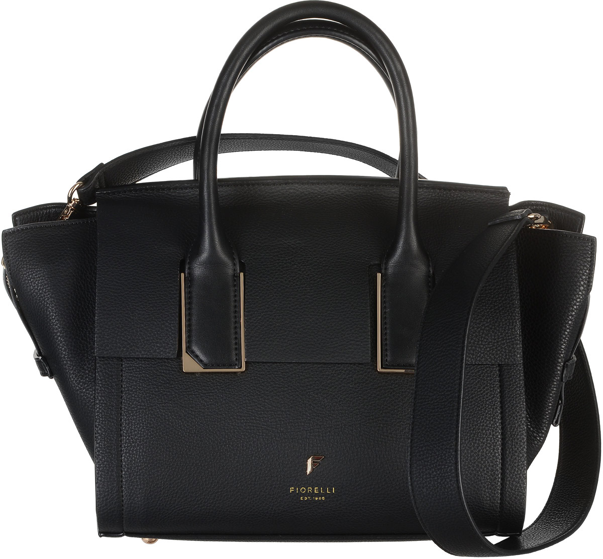 Сумка женская Fiorelli, цвет: черный. 8547 FH8547 FH Black Сумка женская Fiorelli, цвет: черный. 8547 FH8547 FH BlackСумка Fiorelli выполнена из матовой экокожи с фактурным тиснением. Сумка имеет одно основное отделение, закрывающееся на застежку-молнию, над которой располагается дополнительный клапан. Внутри расположены два накладных кармана под телефон и ключи, а также карман на застежке-молнии. Фронтальная сторона сумки дополнена врезным карманом на застежке-молнии. Изделие оснащено двумя удобными ручками и дополнительным наплечным ремнем, который крепится к сумке с помощью прочных карабинов. Дно сумки дополнено четырьмя металлическими ножками. Дизайн продукции Fiorelli разрабатывается в Лондоне молодой, амбициозной командой, идущей в ногу со временем и предлагающей модели, которые предназначены для любых случаев, как для выхода в свет, так и для рабочих будней, торжественных приемов или коктейльных вечеринок.