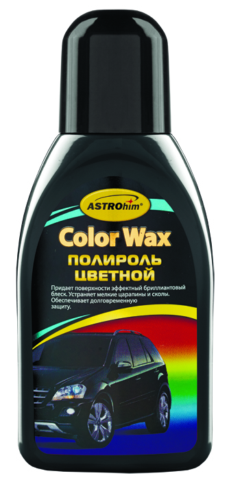 Полироль кузова ASTROhim Color Wax, цвет: черный, 250 млАС-281 Полироль кузова ASTROhim Color Wax, цвет: черный, 250 млАС-281Цветной полироль кузова ASTROhim Color Wax помогает скрыть мелкие царапины и сколы лакокрасочной поверхности за счет заполнения их пигментированным составом и выравнивания плоскости светоотражения. Полироль радикально обновляет состарившееся лакокрасочное покрытие, придавая ему глубокий блеск и долговременную защиту. Защищает лакокрасочное покрытие от разрушительного действия кислотных осадков, дорожных реагентов, ультрафиолетовых лучей и профессиональной химии, применяемой на автомойках. Легко наносится и располировывается. Подходит для всех типов лакокрасочных покрытий, в том числе металлик, перламутр и хамелеон. Товар сертифицирован.