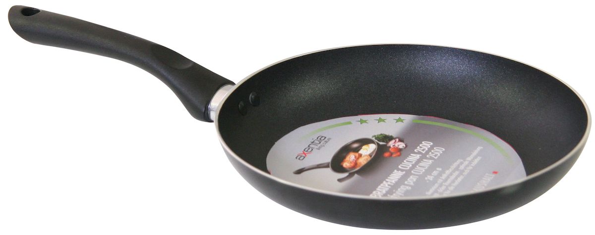 Сковорода Axentia Cucina 2500, с антипригарным покрытием. Диаметр 24 см222022 Сковорода Axentia Cucina 2500, с антипригарным покрытием. Диаметр 24 см222022Сковорода Axentia Cucina 2500 изготовлено из толстого алюминия c высококачественным антипригарным покрытием ILAG - известный швейцарский производитель первоклассных антипригарных покрытий, который использует в своем производстве высококачественные и экологически чистые материалы. Высокие технологии позволили сделать покрытие чрезвычайно устойчивым к нагреву и различного рода повреждениям. Оно не требует использования большого количества жиров в процессе приготовления блюд, является совершенно безопасным для здоровья человека и не нуждается в особом уходе. Все покрытия, предлагаемые ILAG, проходят необходимые лабораторные тесты и характеризуются высочайшим качеством, которое достигается за счет современных технологий. Ручка из термопластика обеспечивает надежный и удобный хват. Подходит для всех типов плит и варочных панелей, в том числе индукционных. Можно мыть в посудомоечной машине. Диаметр сковороды: 24 см.