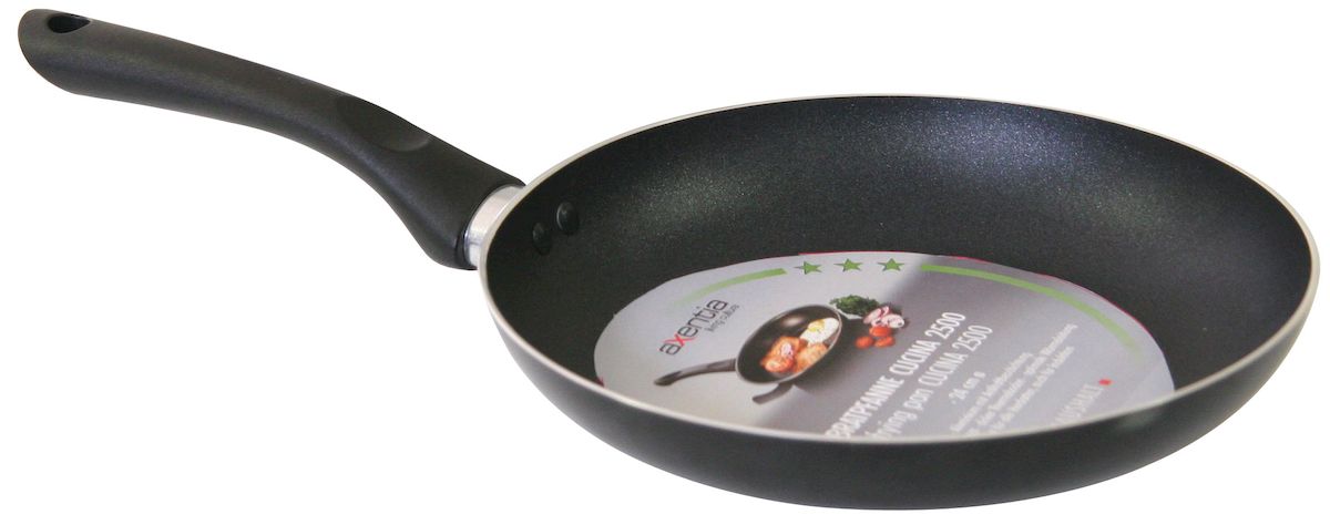 Сковорода Axentia Cucina 2500, с антипригарным покрытием. Диаметр 28 см222023 Сковорода Axentia Cucina 2500, с антипригарным покрытием. Диаметр 28 см222023Сковорода Axentia Cucina 2500 изготовлено из толстого алюминия c высококачественным антипригарным покрытием ILAG – известный швейцарский производитель первоклассных антипригарных покрытий, который использует в своем производстве высококачественные и экологически чистые материалы. Высокие технологии позволили сделать покрытие чрезвычайно устойчивым к нагреву и различного рода повреждениям. Оно не требует использования большого количества жиров в процессе приготовления блюд, является совершенно безопасным для здоровья человека и не нуждается в особом уходе. Все покрытия, предлагаемые ILAG, проходят необходимые лабораторные тесты и характеризуются высочайшим качеством, которое достигается за счет современных технологий. Ручка из термопластика обеспечивает надежный и удобный хват. Подходит для всех типов плит и варочных панелей, в том числе индукционных. Можно мыть в посудомоечной машине. Диаметр сковороды: 28 см.