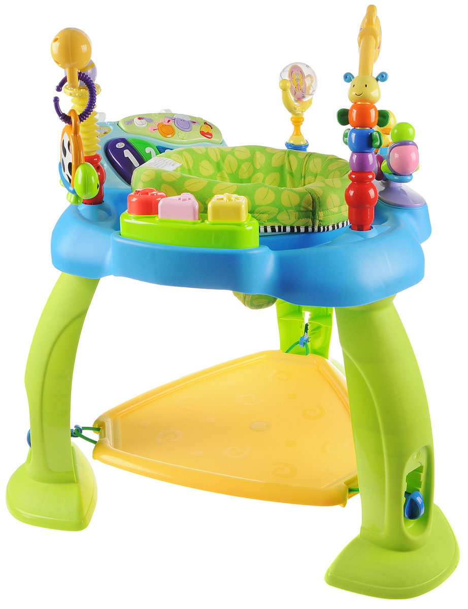 Huile Toys Развивающий музыкальный центр Стул-прыгунок цвет голубой696_голубой Huile Toys Развивающий музыкальный центр Стул-прыгунок цвет голубой696_голубойРазвивающий музыкальный центр Huile Toys Стул-прыгунок - незаменимый помощник для родителей, развивающий одновременно физические, музыкальные, когнитивные способности малыша. Благодаря подножке-трамплину ребенок может стоять и прыгать, развивая тем самым координацию рук и тренируя мышцы ног. Стульчик вращается на 360 градусов, позволяя ребенку поворачиваться в любом направлении, что способствует улучшению координации движений и ориентации в пространстве. Съемное пианино можно установить на кроватку. Кнопки с животными позволяют услышать звуки животных и песни, а 5 клавиш пианино при нажатии издают различные музыкальные звуки. Сравнивая цвет и размер разнообразных игрушек, ребенок развивает визуальное восприятие. Посредством различных действий - нажать, потянуть, удержать - ребенок тренирует координацию рук и глаз, а также мелкую моторику. Необходимо купить 2 батарейки напряжением 1,5V типа АА (не входят в комплект).