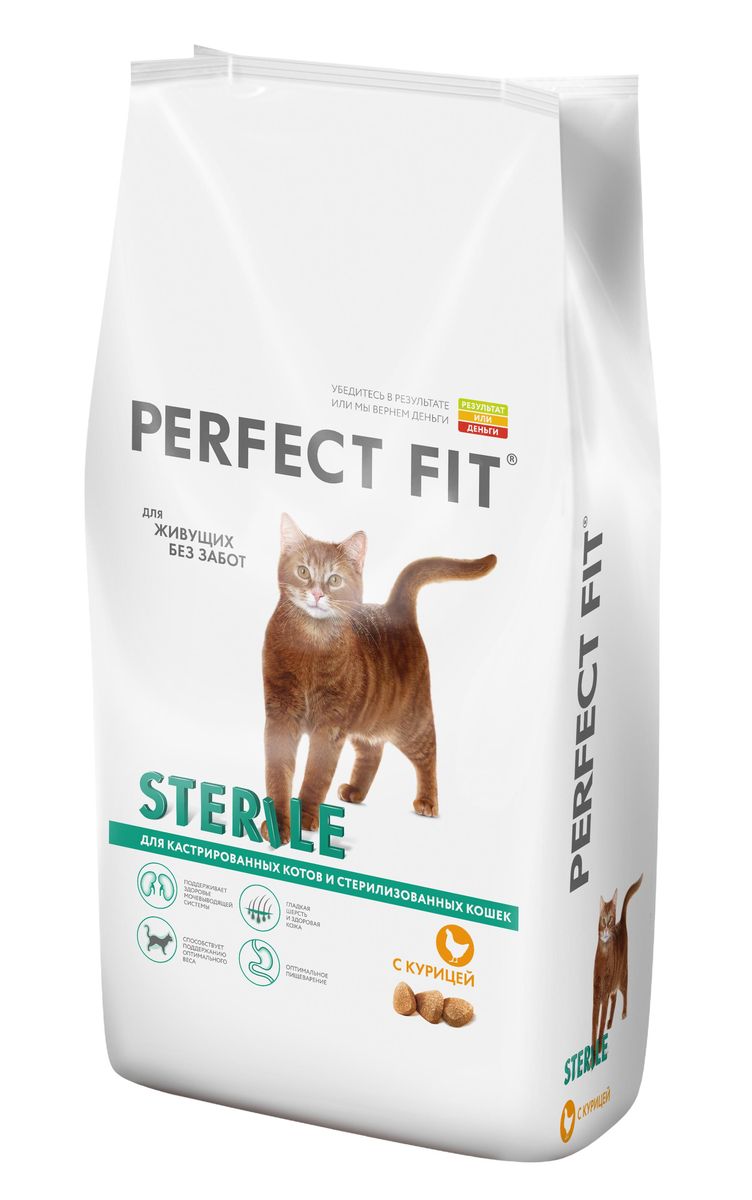 Корм сухой Perfect Fit, для стерилизованных кошек, с курицей, 3 кг41444 Корм сухой Perfect Fit, для стерилизованных кошек, с курицей, 3 кг41444Сухой корм Perfect Fit - это система профессионального питания, которая создана специально для поддержания здоровья кошек, чтобы они оставались активными, игривыми и получали максимум от каждого дня на протяжении всей жизни. Благодаря специальной формуле 5 слагаемых здоровья Perfect Fit заботится о ваших составляющих хорошего самочувствия кошки и помогает ей всегда быть полной жизненных сил. Формула 5 слагаемых здоровья включает: - таурин, витамины С, Е для поддержания естественной защиты организма, - баланс минералов, помогающий поддерживанию здоровья мочевыводящей системы и снижению риска формирования камней в почках, - высококачественный белок и рис для легкого усвоения и оптимального пищеварения, - содержит L-карнитин, способствующий поддержанию оптимального веса, - способствует поддержанию здоровья кожи и шерсти благодаря содержанию цинка и подсолнечного масла, натурального источника омега-6 жирных кислот. Товар...