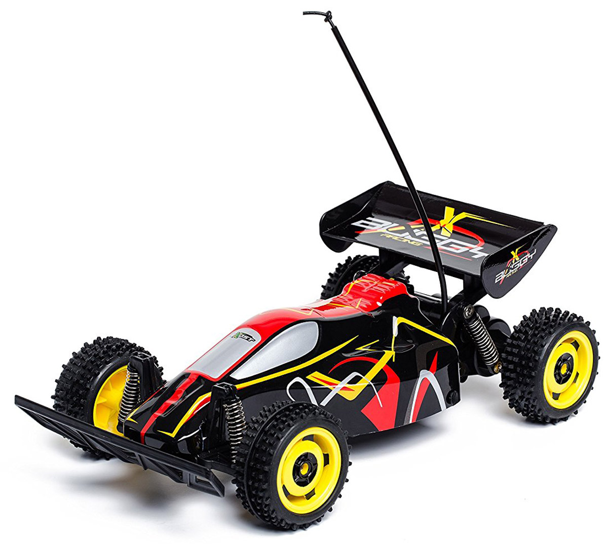 Silverlit Машина на радиоуправлении Buggy RacingTE104 Silverlit Машина на радиоуправлении Buggy RacingTE104Машинка на радиоуправлении Silverlit Buggy Racing обязательно доставит мальчику море удовольствия, ведь он сможет управлять собственной гоночной машиной. Гоночный багги в масштабе 1:18 может разгоняться до 9 км/ч. Радиус действия пульта управления - до 25 метров. Пульт управления автомобилем пистолетного типа, его удобно держать в одной руке. Рулевое колесо управляет направлением движения модели, а курок - ее двигателем и тормозами. Для работы машины необходимы 4 батарейки типа АА напряжением 1,5V (товар комплектуется демонстрационными). Для работы пульта управления необходимы 2 батарейки типа АА напряжением 1,5V (товар комплектуется демонстрационными).
