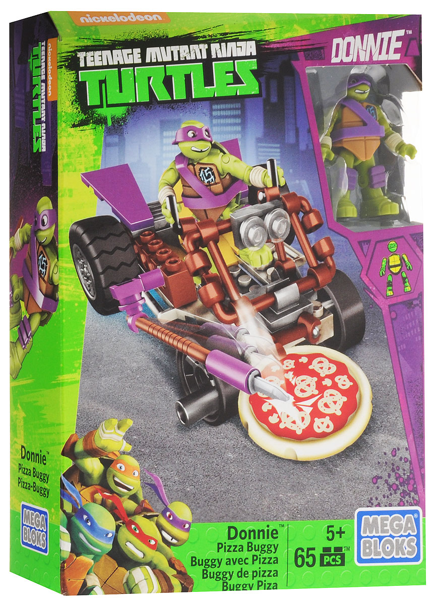 Mega Bloks Черепашки Ниндзя Конструктор Пицца-мобиль ДонниDMX36_DMX37 Mega Bloks Черепашки Ниндзя Конструктор Пицца-мобиль ДонниDMX36_DMX37Когда Донателло не занят в своей мастерской строительством новых машин, он тестирует их на поверхности. И на этот раз он выезжает в стиле ниндзя на Пицца-мобиле Донни от Mega Bloks. Черепашки-Ниндзя! Соберите эту гоночную машину в стиле карта и посадите Донни на сиденье водителя, чтобы провести тест-драйв на высокой скорости. Благодаря ножу для пиццы со стороны водителя, вам не придется отправляться на заправку, чтобы перекусить, если проголодаетесь! Просто продолжайте катиться, чтобы активировать лезвие и резать пиццу, пока едете! Объедините с другими автомобилями из серии Меgа Bloks. Черепашки-Ниндзя (продаются отдельно) и соберите патрульный багги! Набор включает в себя 65 разноцветных пластиковых элементов. Конструктор - это один из самых увлекательных и веселых способов времяпрепровождения. Ребенок сможет часами играть с конструктором, придумывая различные ситуации и истории.