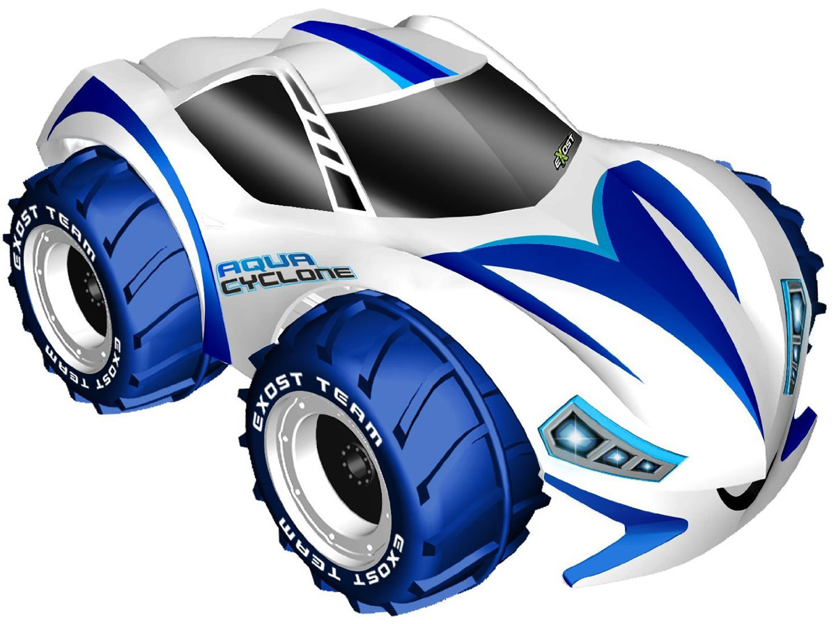 Silverlit Машина на радиоуправлении Aqua CycloneTE125 Silverlit Машина на радиоуправлении Aqua CycloneTE125Машинка на радиоуправлении Silverlit Aqua Cyclone - это вездеход, покоривший воду и землю. Его большие колёса, наполненные воздухом, не дают корпусу тонуть. Выступающий рисунок протектора совершает гребущие движения, когда машинка едет по воде. Удивительно, но даже в таких условиях автомобиль может поворачивать влево/вправо. На суше машина-амфибия масштабом 1:10 может развивать скорость до 12 км/ч. Машина легко покоряет глинистые, гравийные, асфальтированные и даже заснеженные трассы. Радиоуправляемая машина работает на частоте 2,4 ГГц. Благодаря специальной технологии одновременно до 10 игроков могут управлять игрушечными автомобилями. Машинка работает от сменного аккумулятора (в комплекте). Для работы пульта управления необходима 1 батарейка типа Крона напряжением 9V (не входит в комплект).