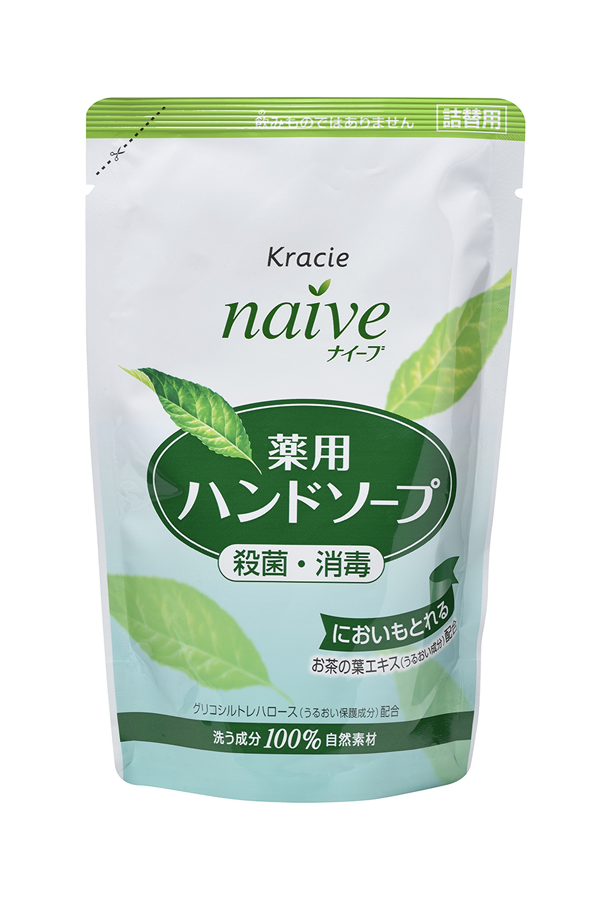 Kracie 17762 Naive Мыло жидкое для рук с экстрактом чайного листа (сменная упаковка), 200 мл17762kr Kracie 17762 Naive Мыло жидкое для рук с экстрактом чайного листа (сменная упаковка), 200 мл17762krЖидкое мыло с очищающими компонентами растительного происхождения и гликозилтрегалозой (увлажняющее и смягчающее кожу рук вещество аминокислотной группы) мягко очищает и увлажняет кожу рук. Обладает антибактериальным и дезодорирующим эффектами. С экстрактом чайного листа