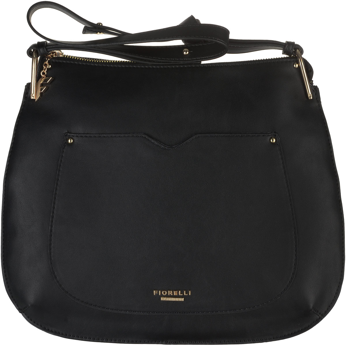 Сумка женская Fiorelli, цвет: черный. 8519 FH8519 FH Black Сумка женская Fiorelli, цвет: черный. 8519 FH8519 FH BlackСтильная сумка Fiorelli выполнена из гладкой экокожи и оформлена фирменной металлической пластинкой. На лицевой стороне расположен небольшой открытый накладной карман. На тыльной стороне находится вшитый карман на молнии. Сумка оснащена удобным плечевым ремнем, длина которого регулируется с помощью металлических болтов. Внутри расположено главное вместительное отделение, которое содержит четыре открытых накладных кармана для телефона и мелочей и один вшитый карман на молнии.