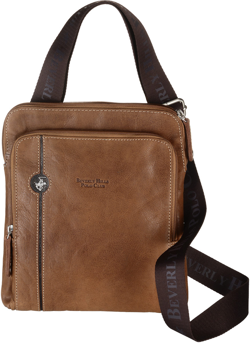 Сумка-планшет мужская Beverly Hills Polo Club, цвет: коричневый. 381381_brandy Сумка-планшет мужская Beverly Hills Polo Club, цвет: коричневый. 381381_brandyСумка Beverly Hills Polo Club выполнена из натуральной кожи. Изделие оформлено металлической пластинкой с логотипом бренда и фирменной тисненой надписью. На лицевой стороне расположен объемный накладной карман на молнии. На тыльной стороне расположен вшитый карман на молнии. Сумка оснащена широким плечевым ремнем, длина которого регулируется с помощью пряжки. Изделие закрывается с помощью застежки-молнии. Внутри расположено главное отделение, которое содержит один открытый накладной карман для телефона, два фиксатора для канцелярских товаров и один вшитый карман на молнии для мелочей.