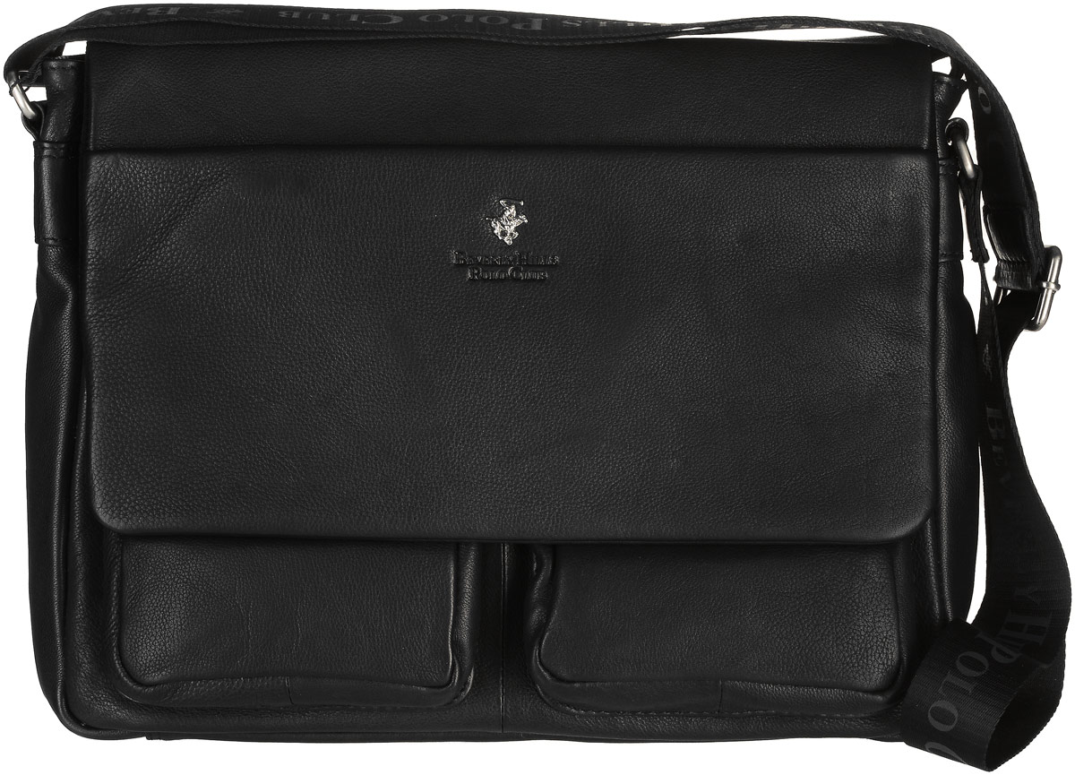 Сумка мужская Beverly Hills Polo Club, цвет: черный. 303303_nero Сумка мужская Beverly Hills Polo Club, цвет: черный. 303303_neroМужская сумка Beverly Hills Polo Club выполнена из натуральной кожи с фактурным тиснением. Сумка закрывается на застежку-молнию и клапан на двух магнитных кнопках. Модель имеет одно основное отделение, где расположены карман под телефон, два держателя под канцелярские принадлежности, а также специальный мягкий карман для планшета. Снаружи, с фронтальной стороны сумки расположены два объемных открытых накладных кармана, прорезной карман на застежке-молнии, а также имеется дополнительный карман на клапане сумки, закрывающийся с помощью молнии. С тыльной стороны сумки расположен вшитый карман на застежке- молнии. Изделие оснащено регулируемым наплечным ремнем, который крепится к сумке с помощью металлических элементов. Сумка Beverly Hills Polo Club станет ярким и оригинальным подарком для человека, ценящего практичные и качественные вещи.