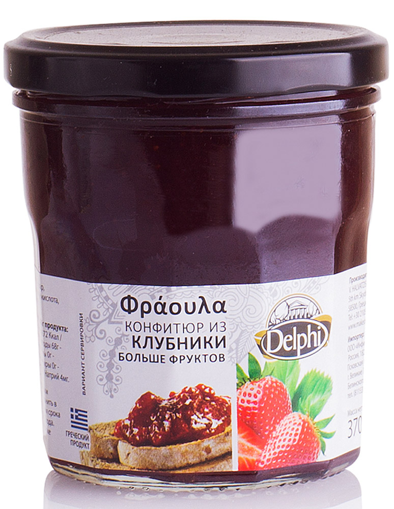 Delphi Конфитюр клубничный V. Halvatzis, 370 г63.0008 Delphi Конфитюр клубничный V. Halvatzis, 370 г63.0008Превосходное качество конфитюра из клубники гарантируется содержанием не менее 50% ягод в 100 г продукта.