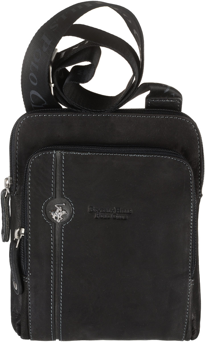Сумка мужская Beverly Hills Polo Club, цвет: черный. 380380_nero Сумка мужская Beverly Hills Polo Club, цвет: черный. 380380_neroСумка Beverly Hills Polo Club выполнена из натуральной кожи. Изделие оформлено металлической пластинкой с логотипом бренда и фирменной тисненой надписью. На лицевой стороне расположен объемный накладной карман на молнии. На тыльной стороне расположен вшитый карман на молнии. Сумка оснащена широким плечевым ремнем, длина которого регулируется с помощью пряжки. Изделие закрывается с помощью застежки-молнии. Внутри расположено главное отделение, которое содержит один открытый накладной карман для телефона и один вшитый карман на молнии.