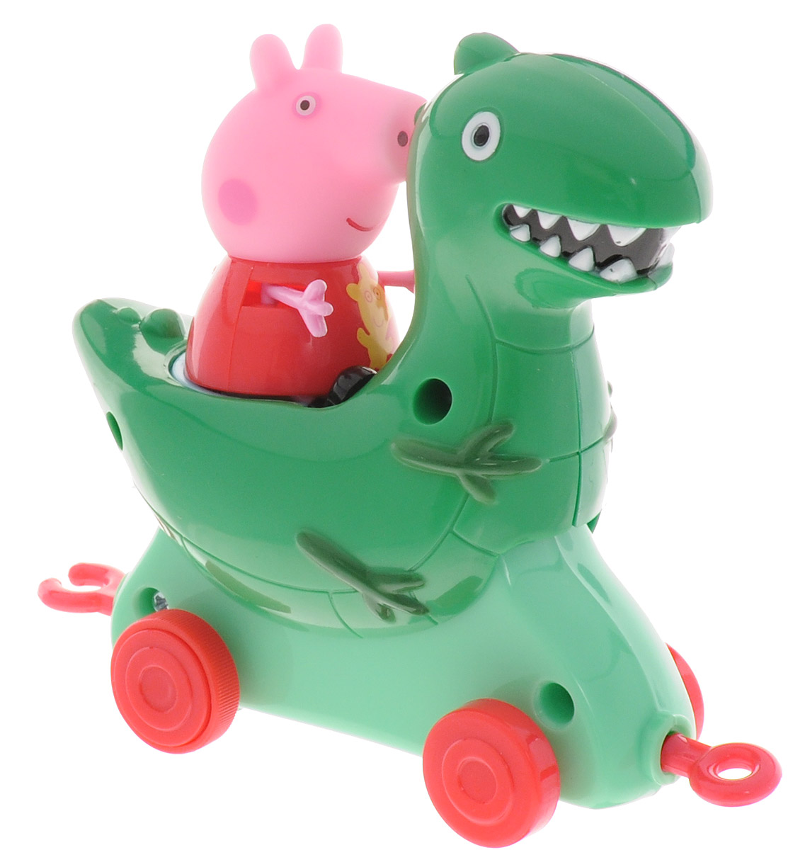 Peppa Pig Игровой набор Пеппа и Каталка Динозавр31012 Peppa Pig Игровой набор Пеппа и Каталка Динозавр31012Игровой набор Peppa Pig Пеппа и Каталка Динозавр станет замечательным подарком для каждого поклонника мультфильма Свинка Пеппа. В наборе фигурка Пеппы и каталка-динозаврик. Привяжите веревочку к специальному держателю и посадите фигурку Пеппы на сидение, чтобы ваш малыш мог возить каталку за собой. Динозавр оборудован колесиками и покачивается во время движения. Ручки и ножки фигурки двигаются. Игрушки выполнены из высококачественного пластика. С такими фигурками малыш сможет увлеченно играть и дома, и на улице, и даже в ванне. Яркая окраска фигурок улучшает цветовое восприятие ребенка, а приятная на ощупь поверхность развивает тактильные ощущения. Порадуйте свое драгоценное чадо столь интересным и развлекательным подарком.