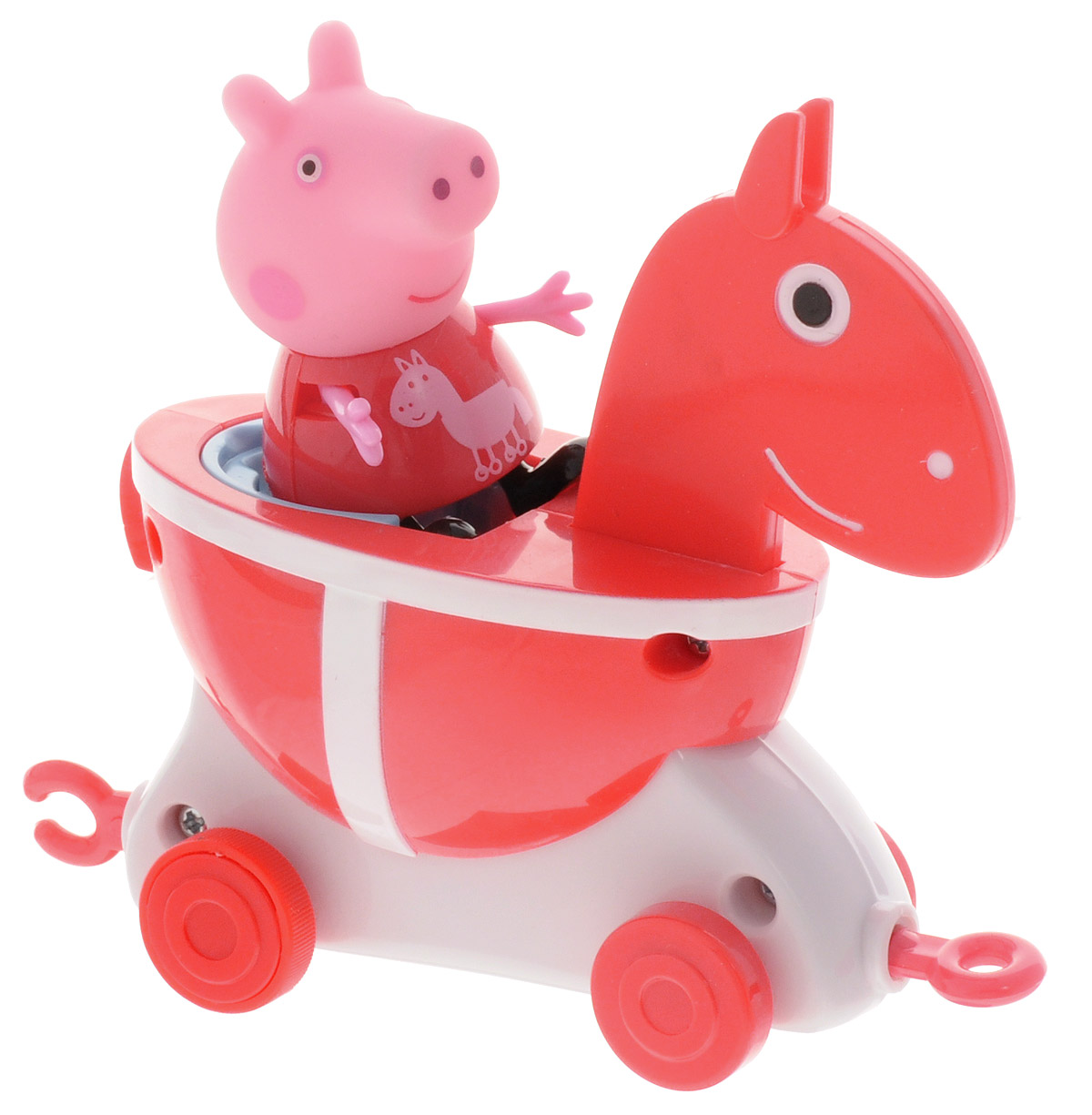 Peppa Pig Игровой набор Пеппа и Каталка Лошадка31011 Peppa Pig Игровой набор Пеппа и Каталка Лошадка31011Игровой набор Peppa Pig Пеппа и Каталка Лошадка станет замечательным подарком для каждого поклонника мультфильма Свинка Пеппа. В наборе фигурка Пеппы и каталка-лошадка. Привяжите веревочку к специальному держателю и посадите фигурку Пеппы на сидение, чтобы ваш малыш мог возить каталку за собой. Лошадка оборудована колесиками и покачивается во время движения. Ручки и ножки фигурки двигаются. Игрушки выполнены из высококачественного пластика. С такими фигурками малыш сможет увлеченно играть и дома, и на улице, и даже в ванне. Яркая окраска фигурок улучшает цветовое восприятие ребенка, а приятная на ощупь поверхность развивает тактильные ощущения. Порадуйте свое драгоценное чадо столь интересным и развлекательным подарком.