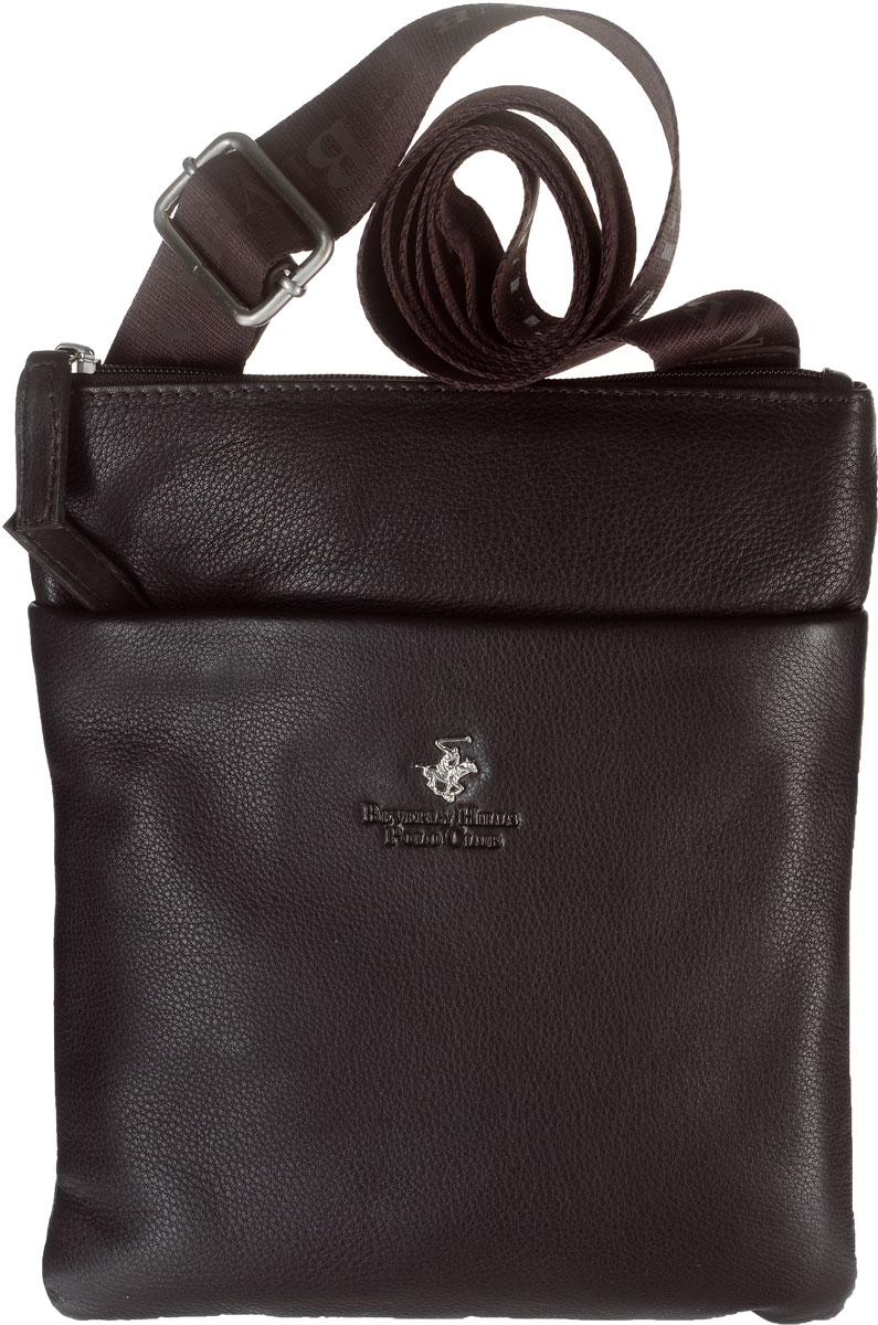 Сумка-планшет мужская Beverly Hills Polo Club, цвет: темно-коричневый. 301301_t_mor Сумка-планшет мужская Beverly Hills Polo Club, цвет: темно-коричневый. 301301_t_morСумка Beverly Hills Polo Club выполнена из натуральной кожи. Изделие оформлено металлической пластинкой с логотипом бренда и фирменной тисненой надписью. На лицевой стороне расположен накладной карман на молнии. На тыльной стороне расположен вшитый карман на молнии. Сумка оснащена широким плечевым ремнем, длина которого регулируется с помощью пряжки. Изделие закрывается с помощью застежки- молнии. Внутри расположено главное отделение, которое содержит один открытый накладной карман для телефона, два фиксатора для канцелярских товаров и один вшитый карман на молнии для мелочей.