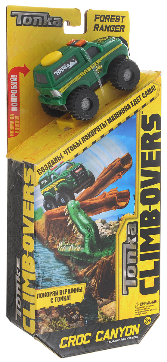 Tonka Игрушечный трек Forest Rangerforest_ranger/ast51491B Tonka Игрушечный трек Forest Rangerforest_ranger/ast51491BИгрушечный трек Tonka Forest Ranger станет отличным подарком юному любителю гонок. Джип зеленого цвета оснащен проблесковыми маячками. Мощные черные колеса автомобиля с серыми дисками легко проедут через любое препятствие. А если ребенок нажмет на большую желтую кнопку, расположенную на крыше кузова, то машинка быстро помчится вперед. Собрав все элементы трека, можно устроить невероятные гонки вместе с друзьями, придумывая различные игровые сюжеты! Трек имеет участок, в котором автомобилю предстоит проехать по опасному участку, прямо над крокодилом. Игровой трек совместим со всеми машинками и треками из серии Climb-Overs. Рекомендуется докупить 2 батарейки напряжением 1,5V типа ААА (товар комплектуется демонстрационными).