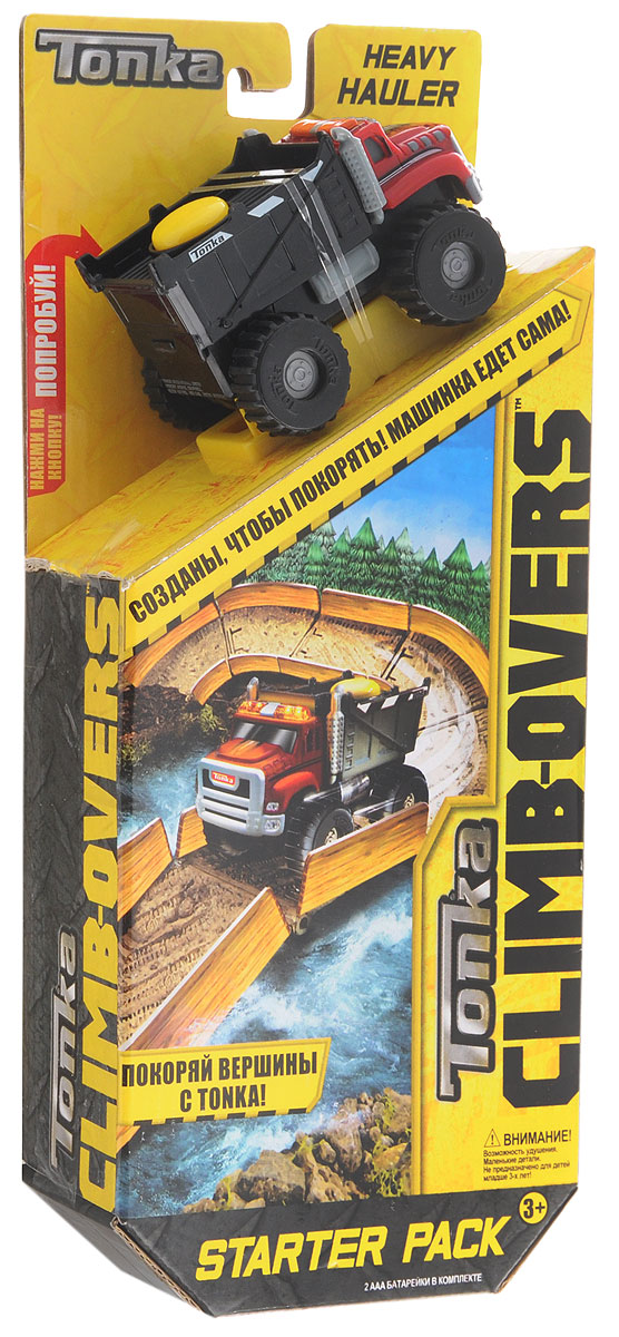 Tonka Игрушечный трек Heavy Haulerheavy_hauler/ast51491B Tonka Игрушечный трек Heavy Haulerheavy_hauler/ast51491BИгрушечный трек Tonka Heavy Hauler станет отличным подарком юному любителю гонок. Машинка, входящая в комплект, имеет красную кабину и открытый черный кузов. Мощные черные колеса автомобиля с серыми дисками легко проедут через любое препятствие. А если ребенок нажмет на большую желтую кнопку, которая располагается на крыше кузова, то машинка быстро помчится вперед. Собрав все элементы трека, можно устроить невероятные гонки вместе с друзьями, придумывая различные игровые сюжеты! Трек имеет восемь соединяющихся деталей с элементами поворотов. Игровой трек совместим со всеми машинками и треками из серии Climb-Overs. Рекомендуется докупить 2 батарейки напряжением 1,5V типа ААА (товар комплектуется демонстрационными).