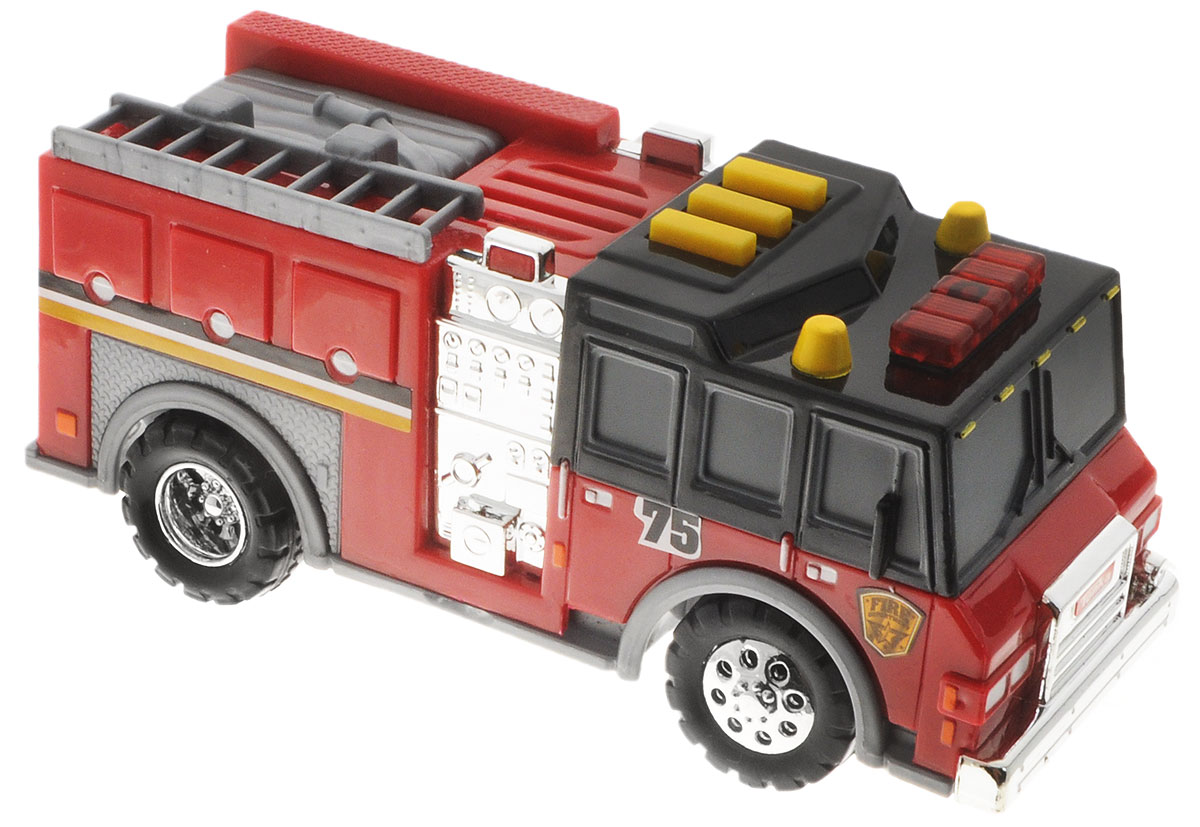 Tonka Пожарная машинкаfire/ast51296 Tonka Пожарная машинкаfire/ast51296Пожарная машинка Tonka имеет очень яркий и интересный дизайн. Ее корпус выполнен в красном, сером и черном цветах, также присутствуют серебристые вставки. На автомобиле очень реалистично прорисованы дверцы и окна. Колеса машинки имеют блестящие серебристые диски. На крыше кабины имеются три желтые кнопки, а также красный проблесковый маячок. Нажав на любую из кнопок, машинка начнет издавать звуки сирены, а также заминают красные лампочки. Для работы световых и звуковых эффектов необходимы 2 батарейки типа ААА (входят в комплект).