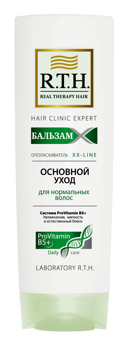 Бальзам-ополаскиватель R.T.H. Основной уход4604903000219 Бальзам-ополаскиватель R.T.H. Основной уход4604903000219Система Provitamin B5+ с содержанием мультиактивного Пантенола (витамина B5) обеспечивает естественное увлажнение и предотвращает повреждение волос.