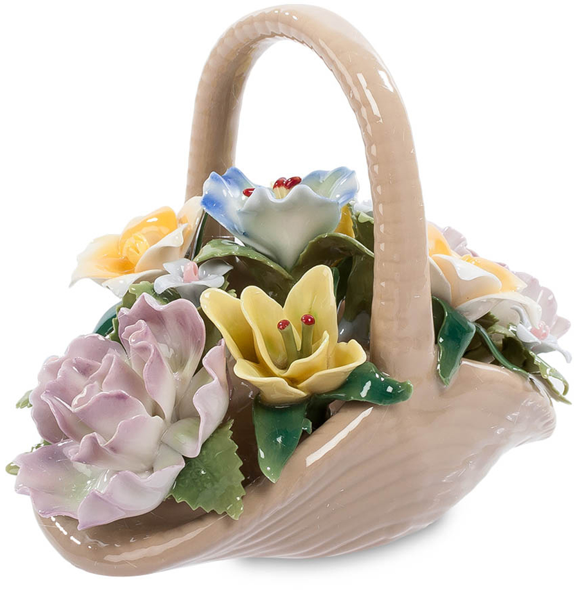 Композиция Pavone Цветочная корзина. CMS-33/25CMS-33/25 Композиция Pavone Цветочная корзина. CMS-33/25CMS-33/25Композиция Цветочная корзина (Pavone) Цветы в подарок – это всегда радует. Такой знак внимания воспринимается как настоящий порыв души, выражающий искренние чувства. Обидно только, когда спустя 3-5 дней цветы вянут, и их приходится выбрасывать. Хотите, чтобы ваш подарок радовал много лет? Вот перед вами – корзинка с цветами. И сама она и цветы изготовлены из фарфора, но с такой тщательностью, что кажутся живыми. Эта разноцветная цветочная композиция не завянет никогда и будет создавать в вашей комнате летнюю теплую атмосферу, согретую напоминанием о том, что эту корзину подарил. Предпочитаете дарить живые цветы? Подарите фарфоровую корзинку вместе с живым букетом!