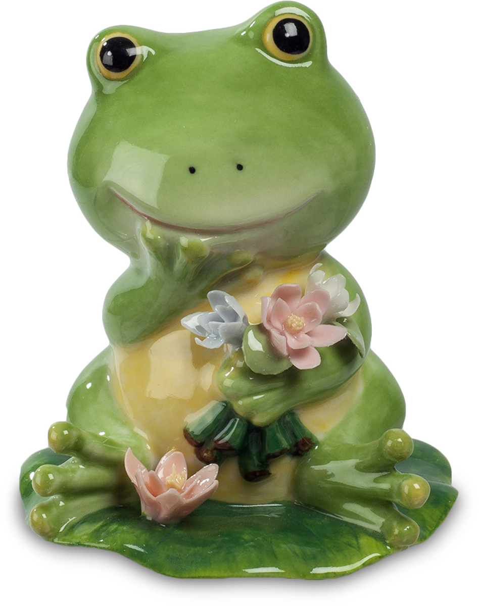 Фигурка Pavone Лягушка с букетом. CMS-60/ 7CMS-60/ 7 Фигурка Pavone Лягушка с букетом. CMS-60/ 7CMS-60/ 7Фигурка Лягушка с букетом (Pavone) Вручить имениннице праздничный букет цветов прямо в руки – это, безусловно, здорово. Но можно и доверить это дело посреднице – маленькой зеленой лягушке. Это прелестное существо смотрит с загадочной полуулыбкой, как бы намекая, что скромный букетик из трех цветков, который она готовится вручить, должен сказать намного больше, чем кажется вначале: за ним скрывается истинное чувство, о котором тот, кто передал букет, пока не решается сказать. Ничего, все еще впереди, а пока лягушка постоит со своими цветами и подождет перемен в судьбе именинницы, которые, будем надеяться, не замедлят наступить.