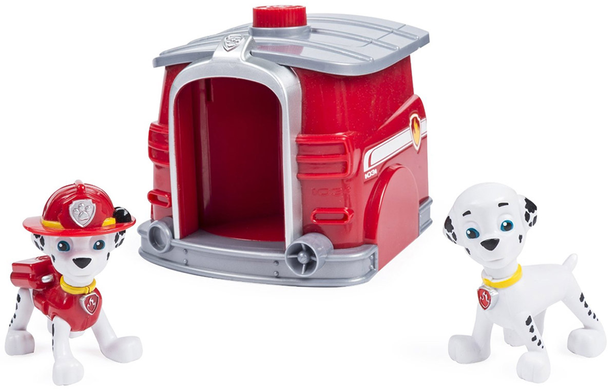 Paw Patrol Игровой набор Два щенка Маршалла в домике16660_20070788 Paw Patrol Игровой набор Два щенка Маршалла в домике16660_20070788Игровой набор Paw Patrol Два щенка Маршалл в домике станет отличным подарком маленьким поклонникам знаменитого мультсериала. В набор входят домик и две фигурки щенка Маршалла - жизнерадостного далматинца, выполняющего функции пожарного. Помести обе фигурки из набора внутрь домика, покрути ручку на крыше и наблюдай за волшебным преображением Маршала! Ваш малыш будет часами играть с этим набором, придумывая разные истории. Сделайте ему такой замечательный подарок! Щенячий патруль - канадский анимационный мультфильм, созданный Кит Чэпман. Первая серия мультфильма была показана в августе 2013 года. Игровой набор способствует развитию ребенка и надолго займет вашего малыша интересной игрой.