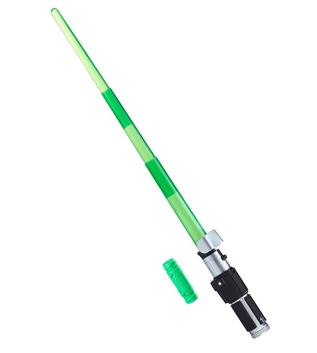 Star Wars Электронный cветовой меч YodaB2919_B7254_зеленый Star Wars Электронный cветовой меч YodaB2919_B7254_зеленыйЭлектронный световой меч Star Wars Yoda привлечет внимание маленького воина и не позволит ему скучать. Он выполнен из прочного пластика в виде складного меча с удобной рукояткой. Для раздвигания меча необходимо взмахнуть им перед собой. Световые и звуковые эффекты включаются с помощью кнопки на рукоятке меча. Меч можно соединить с другими мечами с помощью переходника (не входит в комплект). Световой меч - это основное оружие смелых джедаев и зловещих ситхов! Эта игрушка дает шанс молодым падаванам почувствовать себя настоящим героем Звездных войн! Для работы игрушки необходимы 3 батарейки типа ААА (не входят в комплект).