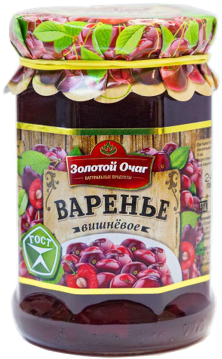 Золотой Очаг варенье вишневое, 380 г4607816071093 Золотой Очаг варенье вишневое, 380 г4607816071093Вишневое варенье – один из самых полезных и вкусных десертов. Зимой этот чудесный продукт напомнит о жарком лете, волнующем аромате ягод, фруктов и цветов, а также разнообразит семейное чаепитие. Бордовые ягодки в густом сиропе винного цвета напоминают многим о беззаботном детстве, когда бабушки или мамы варили варенье, а снятую пенку отдавали на съедение своим чадам.