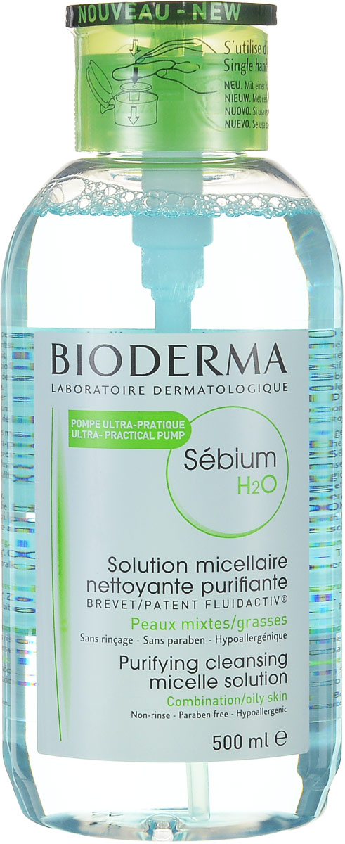 Bioderma Очищающая вода Sebium, флакон-помпа, 500 мл028642W Bioderma Очищающая вода Sebium, флакон-помпа, 500 мл028642WОчищающее средство для жирной и комбинированной кожи, кожи с акне (в том числе акне новорожденных). Оказывает антибактериальное действие. Мягко очищает. Улучшает качество себума. Снижает синтез кожного сала. Успокаивает кожу.
