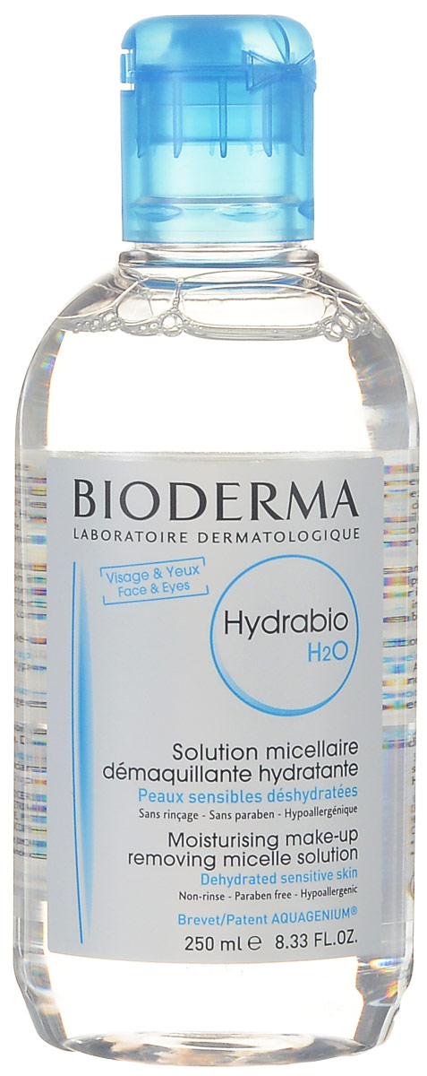 Bioderma Увлажняющий мицелловый раствор Hydrabio H2O, 250 мл028364B Bioderma Увлажняющий мицелловый раствор Hydrabio H2O, 250 мл028364BИнновация Bioderma, биологический запатентованный комплекс Акважениум воздействует на механизмы, приводящие к накоплению влаги, удержанию ее на поверхности, что необходимо для сохранения естественного баланса. Мицеллы эфиров жирных кислот одним легким движением очищают и удаляют макияж с кожи лица и контура глаз. Кожа мгновенно обретает комфорт, мягкость и сияние. Удобный в применении, Hydrabio H2O великолепно переноситься кожей лица и слизистой глаз.