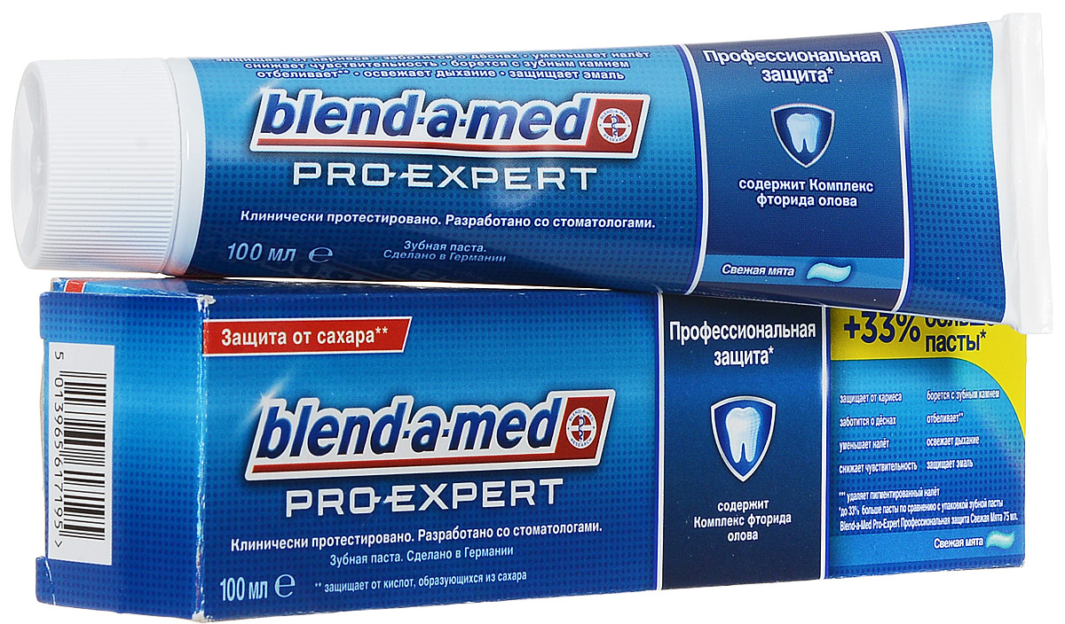 Blend-a-med Зубная паста Pro Expert Все в одном Свежая Мята, 100 млBM-81345527 Blend-a-med Зубная паста Pro Expert Все в одном Свежая Мята, 100 млBM-81345527Лечебно-профилактическая зубная паста Blend-a-med ProExpert. Свежая мята содержит эффективный ингредиент Stannous, обеспечивающий профессиональную защиту по всем признакам здоровья полости рта и сохранение всесторонней белизны вашей улыбки. Формула Stannous Complex стала прорывом в области гигиены полости рта. Ученые знали о ее преимуществах еще несколько десятилетий назад, однако только эксперты Blend-a-med смогли создать технологию, позволяющую стабилизировать ее полезные свойства. Формула Stannous Complex используется только в зубных пастах Blend-a-med. Как работает Stannous Complex: предотвращает появление кариеса, замедляя разрушение эмали и ускоряя процесс реминерализации. убивает ряд бактерий, вызывающих образование бактериального налета, проблемы десен, кариес и несвежее дыхание. помогает бороться с проблемами десен и несвежим дыханием, предотвращая размножение бактерий, образующих налет и в совокупности с остальными ингредиентами отбеливает...
