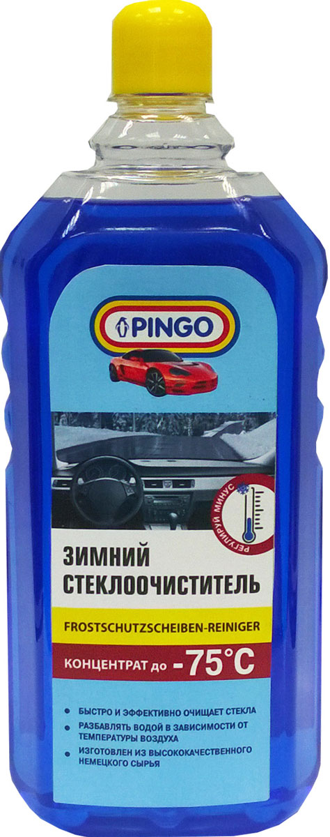 Автостеклоочиститель зимний Pingo -75°C , 1 л75075-1 Автостеклоочиститель зимний Pingo -75°C , 1 л75075-1• Быстро и эффективно очищает стекло от грязи и солевого налета. • Не оставляет разводов и мутной пленки. • Экономичен благодаря высокой чистящей способности. • Не повреждает лакокрасочное покрытие, пластик и резину. • Произведен под контролем PINGO ERZEUGNISSE GMBH.