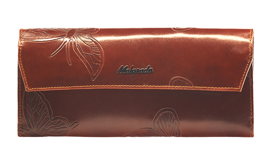 Кошелек женский Malgrado, цвет: коричневый. 75504-7002D75504-7002D Brown Кошелек Бол. Malgrado Кошелек женский Malgrado, цвет: коричневый. 75504-7002D75504-7002D Brown Кошелек Бол. MalgradoСтильный кошелек Malgrado выполнен из лаковой натуральной кожи коричневого цвета с декоративным тиснением в виде бабочек, застегивается клапаном на кнопку. Внутри содержит два горизонтальных кармана для бумаг, девять кармашков для кредитных карт, отделение на молнии для мелочи и два отделения для купюр. На задней стороне кошелька расположен открытый кармашек. Кошелек упакован в подарочную металлическую коробку с логотипом фирмы. Такой кошелек станет замечательным подарком человеку, ценящему качественные и практичные вещи. Характеристики: Материал: натуральная кожа, текстиль, металл. Размер кошелька: 19 см х 10 см х 2 см. Цвет: коричневый. Размер упаковки: 23 см х 13 см х 4,5 см. Артикул: 75504-7002D.