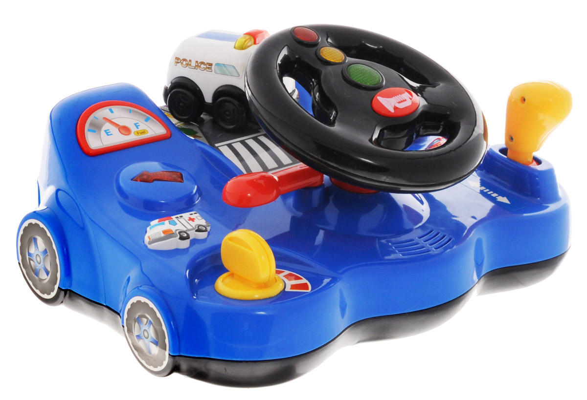 Kiddieland Развивающая игрушка ВодительKID 053421 Kiddieland Развивающая игрушка ВодительKID 053421Развивающая игрушка Kiddieland Водитель непременно понравится маленькому автолюбителю. Игрушка представляет собой водительский тренажер с рулем и кнопками в виде машинок, рычагом переключения скоростей. Повернув ключ зажигания, малыш услышит звук работающего двигателя. При нажатии на машинки будут играть мелодии и зажигаться огни сигнального оборудования. Такой развивающий центр будет чудесным подарком для любознательного малыша. Игра способствует развитию познавательной активности, представлений о предметах и явлениях окружающего мира, способствует развитию наглядно-действенного мышления. Рекомендуется докупить 3 батарейки напряжением 1,5V типа АА (товар комплектуется демонстрационными).
