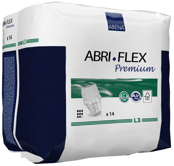 Abena Подгузники для взрослых Abri-Flex L3 ночные 14 шт 4108841088 Abena Подгузники для взрослых Abri-Flex L3 ночные 14 шт 4108841088Подгузник-трусики, Abri-Flex Premium L3, ночные, 14 шт., 2200 мл - продукты серии Abri-Flex могут использоваться в качестве нижнего белья, обеспечивая свободу движения. Abri-Flex удерживается на бедрах за счет увеличенного количества эластичных нитей по сравнению с другими аналогичными продуктами. Подгузники-трусики Abri-Flex Zero подходят для легкой степени недержания, имеют высокий профиль и полностью белый наружный слой. Подгузник-шортики Abri-Flex Special обладает уникальной эластичностью, которая обеспечивает точную посадку в области ног и паха, и является идеальным решением для физически активных людей, а также для тех, кому не подходят традиционные трусики pull-up. Преимущества подгузников для взрослых Abri- Flex: ? мягкий пояс надежно и деликатно удерживает подгузник на месте, ? превращают жидкость в гель, запирая запах изнутри, ? имеют цветной сегментированный индикатор намокания, ? гарантируют сухость за счет инновационной технологии быстрого впитывания слоя 3D DualCore®,...