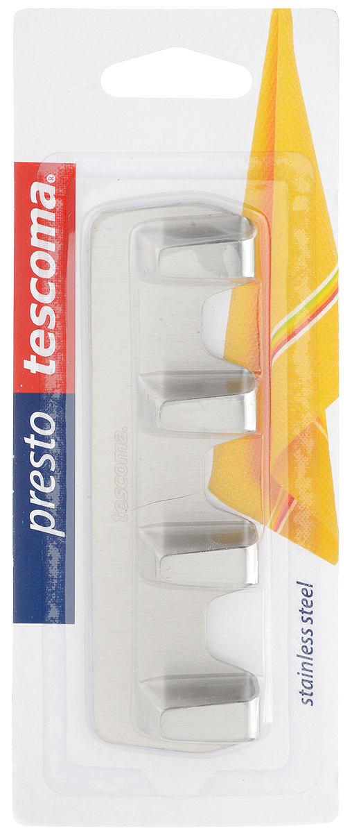 Крючок Tescoma Presto. 420847420847 Крючок Tescoma Presto. 420847420847Крючки Tescoma Presto выполнены из нержавеющей стали и предназначены для размещения на стене. Изделие отлично подойдет для подвешивания кухонных принадлежностей: полотенец, рукавиц, прихваток и других мелких предметов. Самоклеящиеся крючки легко прикреплять и удобно использовать, после снятия не оставляют следов на поверхности. Размер изделия: 12 х 3,5 х 1,3 см.