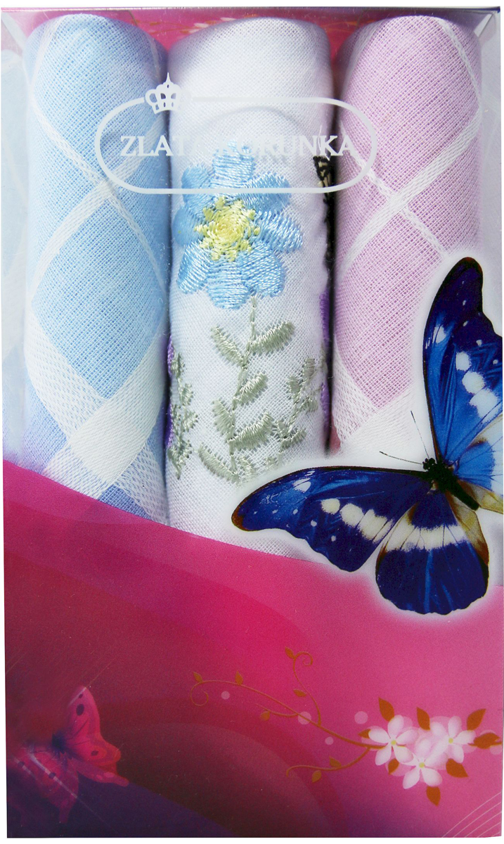 Платок носовой женский Zlata Korunka, цвет: голубой, белый, розовый, 3 шт. 40423-49. Размер 28 см х 28 см40423-49 Платок носовой женский Zlata Korunka, цвет: голубой, белый, розовый, 3 шт. 40423-49. Размер 28 см х 28 см40423-49Небольшой женский носовой платок Zlata Korunka изготовлен из высококачественного натурального хлопка, благодаря чему приятен в использовании, хорошо стирается, не садится и отлично впитывает влагу. Практичный и изящный носовой платок будет незаменим в повседневной жизни любого современного человека. Такой платок послужит стильным аксессуаром и подчеркнет ваше превосходное чувство вкуса. В комплекте 3 платка.