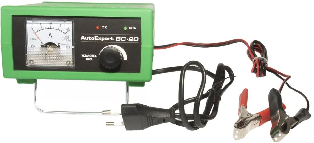 AutoExpert BC-20, Green зарядное устройство для автомобильных АКБBC-20 AutoExpert BC-20, Green зарядное устройство для автомобильных АКБBC-20Компактное зарядное устройство AutoExpert BC-20 для обслуживания и зарядки всех типов 12 вольтовых свинцовых аккумуляторных батарей, используемых в автомобилях и мототехнике. Функциональные особенности: Полностью автоматическая работа. Микропроцессорное управление. Стрелочный индикатор. Ручная установка тока зарядки. Совместимость со всеми типами свинцово-кислотных АКБ, включая необслуживаемые Защита от перегрева, перегрузки, неверного подключения, короткого замыкания Максимальный ток заряда: 15А Емкость заряжаемой батареи: 1,2-120Ah Режим зарядки: полностью автоматический Отсек для хранения проводов Удобная подставка Возможность использования в качестве блока питания с вых.напряжением 15В Температура использования: -10С…+45С