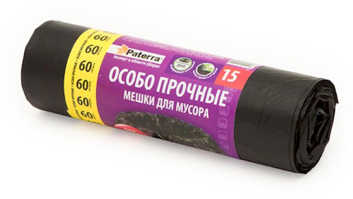 Мешки для мусора Paterra Особо прочные, 60 л, 15 шт106-057 Мешки для мусора Paterra Особо прочные, 60 л, 15 шт106-057Мешки Paterra Особо прочные, выполненные из высокопрочного и эластичного полиэтилена, обеспечат чистоту и гигиену в квартире. Изделия обладают повышенной толщиной, поэтому они не рвутся при нагрузке и при контакте с острыми краями мусора. А крестовидное дно позволяет мешкам выдерживать большой вес, перераспределяя нагрузку равномерно. Они удобны для сбора и утилизации мусора, занимают мало места, практичны в использовании. Благодаря удобным размерам, мешки легко вкладываются в ведро. Количество: 15 шт. Размер мешка: 60 х 80 см.