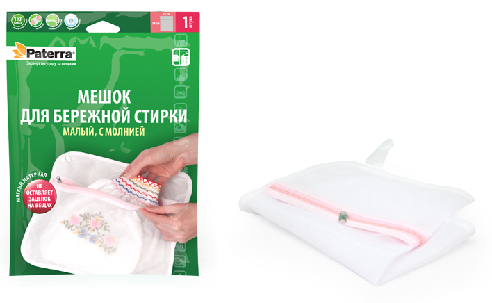 Мешок для стирки Paterra, с застежкой, 34 х 28 см402-403 Мешок для стирки Paterra, с застежкой, 34 х 28 см402-403Мешок Paterra изготовлен из высококачественного полиэстера. Мешок защищает вещи от изнашивания в процессе стирки, а машину от порчи. Изделие идеально для мелких вещей и белья, имеет удобную и надежную застежку-молнию. Не окрашивает белье.