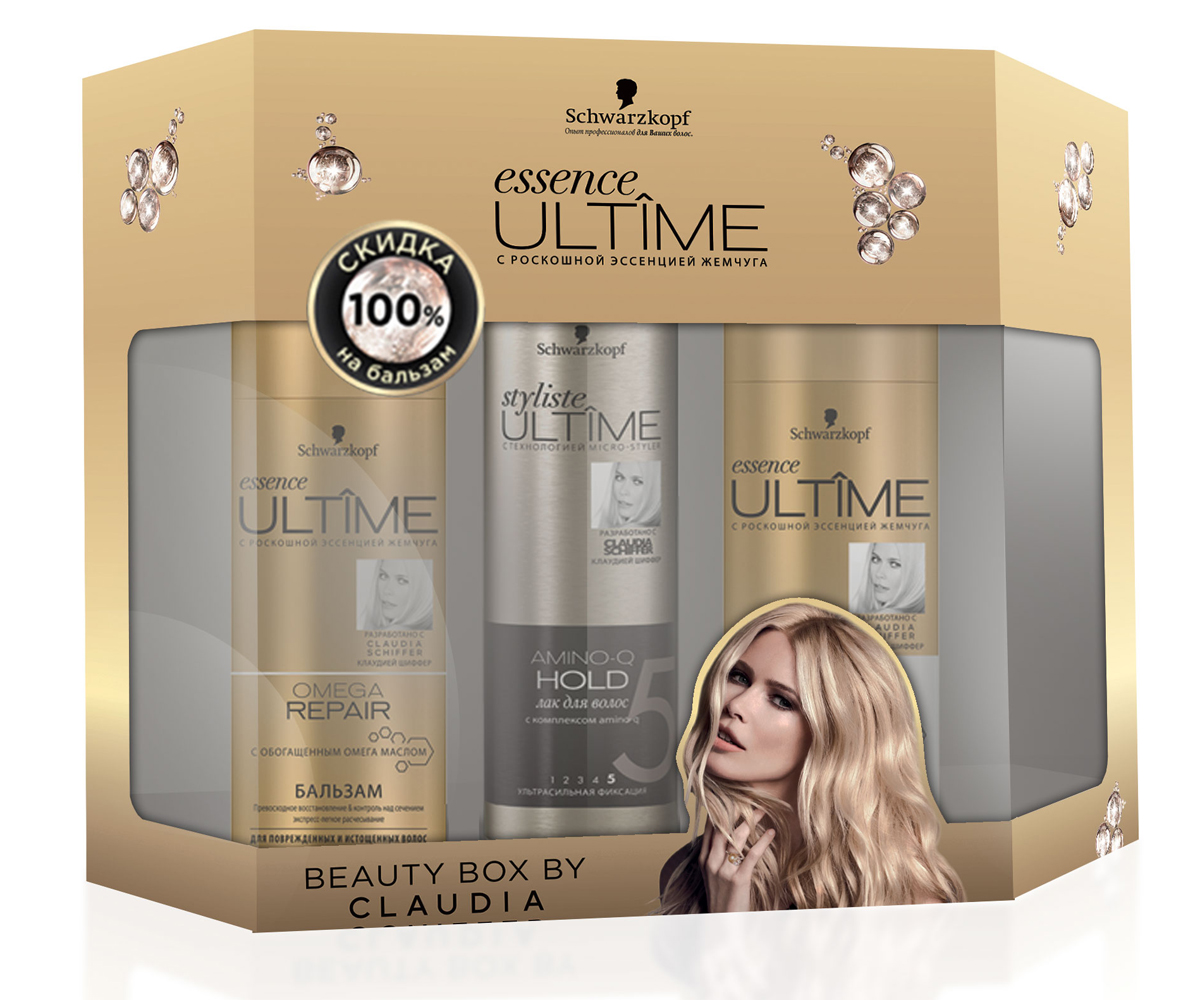 Подарочный набор Essence Ultime Omega Repair0926308003 Подарочный набор Essence Ultime Omega Repair0926308003Styliste ULTIME с эксклюзивной технологией micro-styler – это роскошные средства для укладки, обеспечивающие безупречную фиксацию и исключительно стойкие эффекты для неординарных решений, достойных вашего стиля! Создайте неотразимый образ с помощью styliste ULTIME. Откройте для себя секрет красоты от Клаудии Шиффер. Лак для волос styliste ULTIME AMINO-Q HOLD: - 48 часов ультрасильной фиксации и устойчивость укладки к внешним факторам. - Формула с комплексом amino-q быстро высыхает и обеспечивает 100 % контроль без склеивания Шампунь Превосходная, экстраобогащенная формула восстанавливает поврежденные волосы на клеточном уровне и предотвращает сечение до 90 %. * Для возрождения естественной красоты и сияния волос. *при применении с бальзамом Бальзам Превосходное восстановление Экспресс-легкое расчесывание C обогащенным омега маслом Превосходная, экстраобогащенная формула восстанавливает поврежденные волосы на клеточном уровне и предотвращает сечение до 90%*. В 3 раза более легкое...