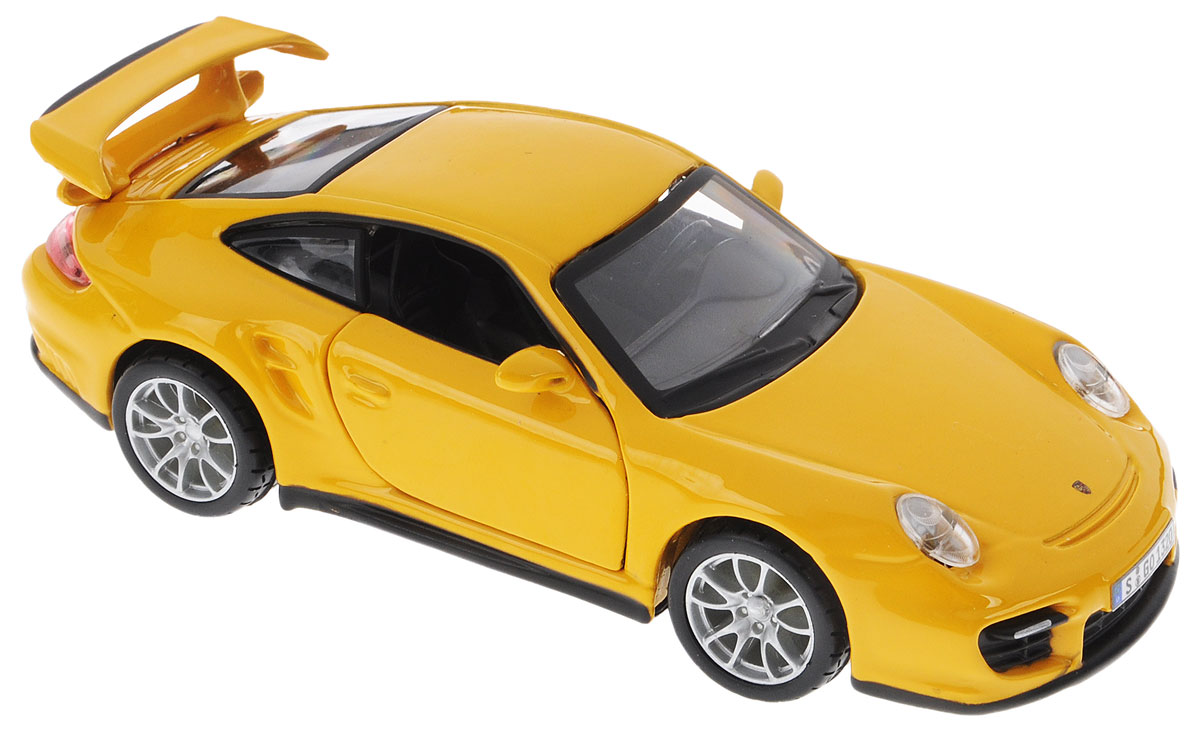 Bburago Модель автомобиля Porsche 911 GT218-43000_желтый Bburago Модель автомобиля Porsche 911 GT218-43000_желтыйМодель автомобиля Bburago Porsche 911 GT2 привлечет к себе внимание не только детей, но и взрослых. Модель представлена в масштабе 1/32 и в точности воспроизводит все детали внешнего облика реального автомобиля. Корпус машинки выполнен из металла с использованием пластиковых элементов, колеса прорезинены. Модель оборудована открывающимися передними дверцами и подвижными колесами. Во время игры с такой машинкой у ребенка развивается мелкая моторика рук, фантазия и воображение. Ваш ребенок будет в восторге от такого подарка!