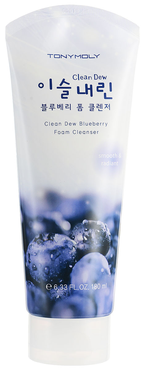 TonyMoly Пенка для умывания с экстрактом черники Clean Dew Blueberry Cleanser, 180 млSS02013700 TonyMoly Пенка для умывания с экстрактом черники Clean Dew Blueberry Cleanser, 180 млSS02013700Средство для умывания Clean Dew BlueBerry Foam Cleanser из линейки пенок от Tony Moly с натуральными экстрактами, очищает кожу и ухаживает за ней. Пенка справляется не только с макияжем, удаляя все виды загрязнений, но и с кожным жиром с поверхности лица. Clean Dew BlueBerry Foam Cleanser имеет плотную текстуру, очень экономична, для очищения кожи при умывании достаточно одной горошины. Один из основных компонентов – экстракт черники, который способствует сужению пор, повышению упругости кожи, разглаживанию морщин, а также питает её витаминами, предотвращая раннее старение и увядание, устраняет дряблость, повышая тонус. Пенка Clean Dew BlueBerry Foam Cleanser не только эффективно очищает, но и осуществляет деликатный уход за кожей, её мелкие пузырьки, насыщенные кислородом, нежно массируют кожу, способствуя безболезненному отшелушиванию ороговелостей, а полезные компоненты стимулируют обновление кожи. Активируют процессы создания новых клеток. Кожа при регулярном умывании с пенкой...