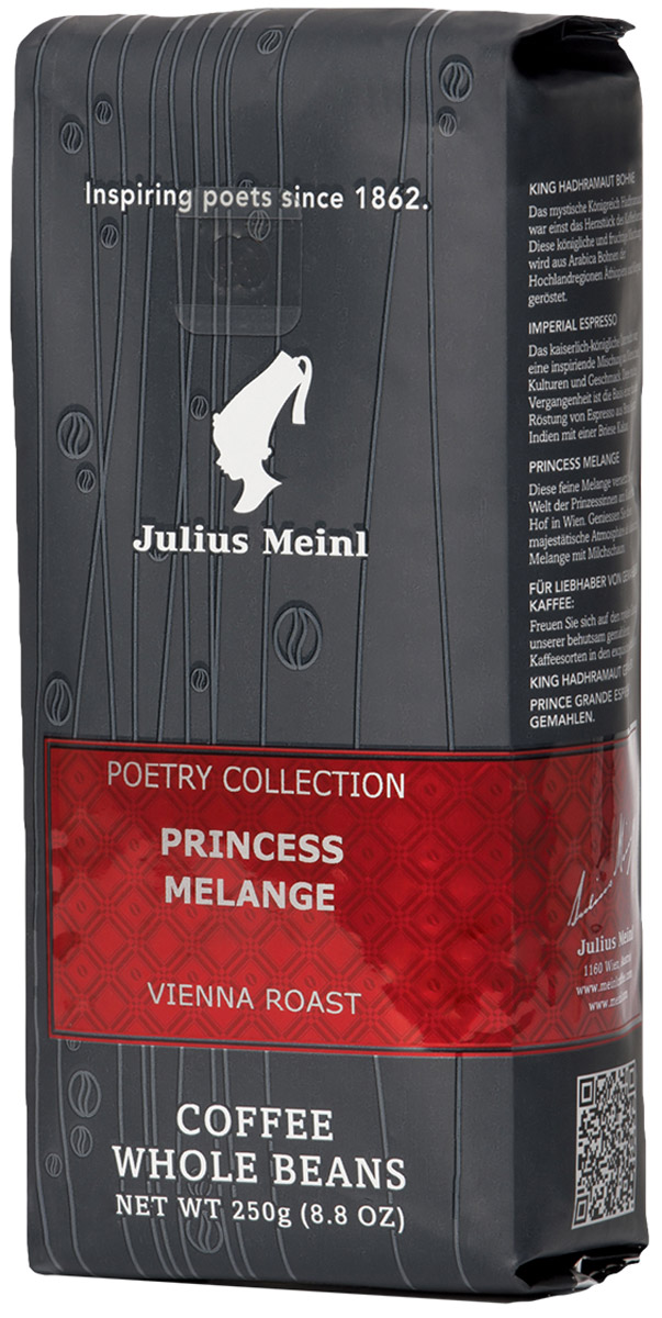 Julius Meinl Принцесса Меланж кофе в зернах, 250 г82117 Julius Meinl Принцесса Меланж кофе в зернах, 250 г82117Мягкий сливочный аромат с выраженной кислинкой сухофруктов во вкусе.