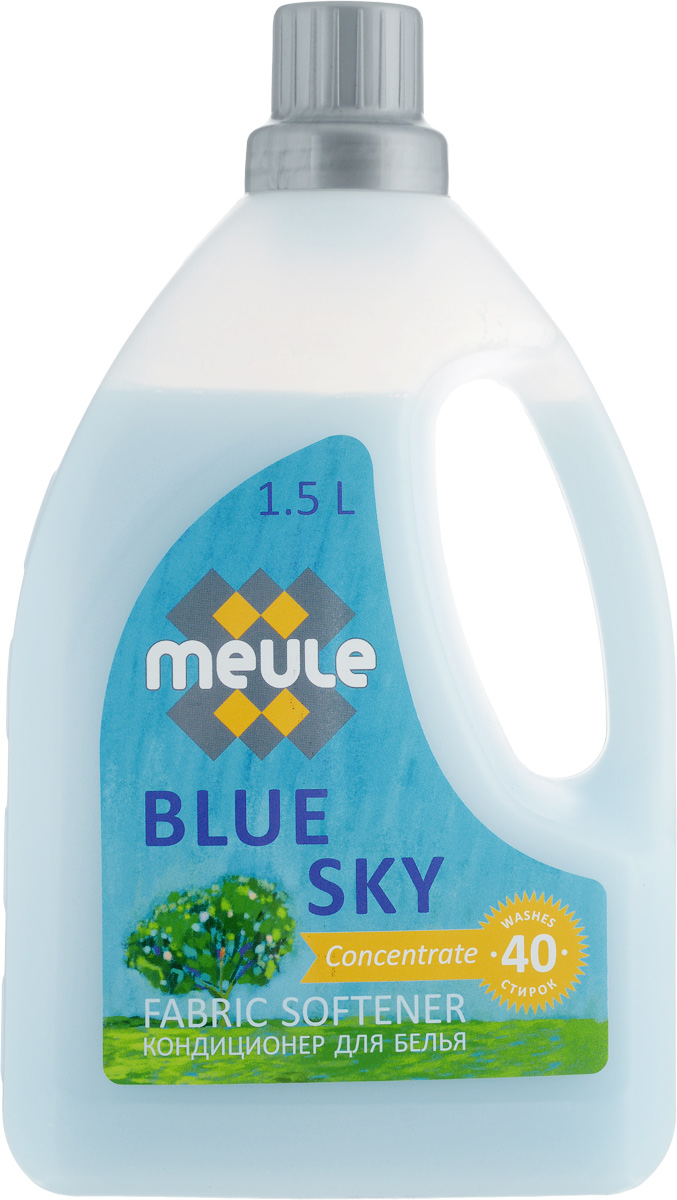 Кондиционер для белья Meule Голубое небо, концентрат, 1,5 л7290104930133 Кондиционер для белья Meule Голубое небо, концентрат, 1,5 л7290104930133Meule Голубое небо - концентрированный кондиционер для белья. Кондиционер сделает ваше белье необыкновенно мягким и придаст ему неповторимый аромат. Облегчит глажку белья, а приятный нежный аромат сохранится до следующей стирки. Товар сертифицирован.
