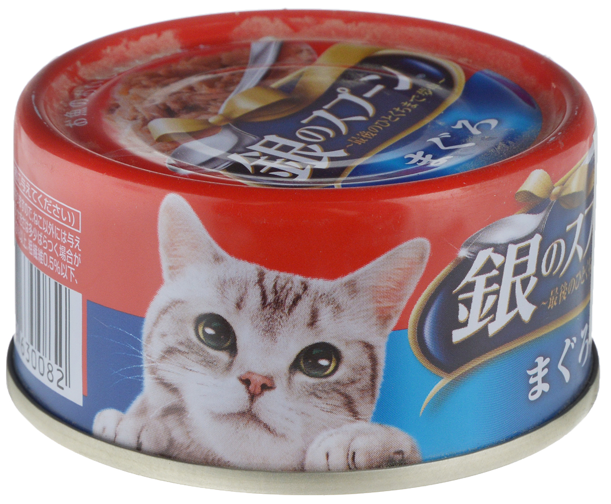 Консервы Unicharm Silver Spoon для кошек, с тунцом, 70 г630082 Консервы Unicharm Silver Spoon для кошек, с тунцом, 70 г630082Консервированный влажный корм Unicharm Silver Spoon - это вкусное и полезное питание для взрослый кошек. Продукт изготовлен только из натуральных ингредиентов высокого качества, содержит комплекс витаминов и минералов, необходимых для поддержания здоровья вашего питомца. Такой корм позволяет домашнему животному долго чувствовать себя сытым и сохранять энергию. Состав: морепродукты (тунец), приправы, полисахарид, загуститель. Пищевая ценность (на 100 г): белки - 10%, липиды - 0,3%, клетчатка 0,5%, зола - 3%, влажность - 88%, энергетическая ценность - 36 ккал. Товар сертифицирован.